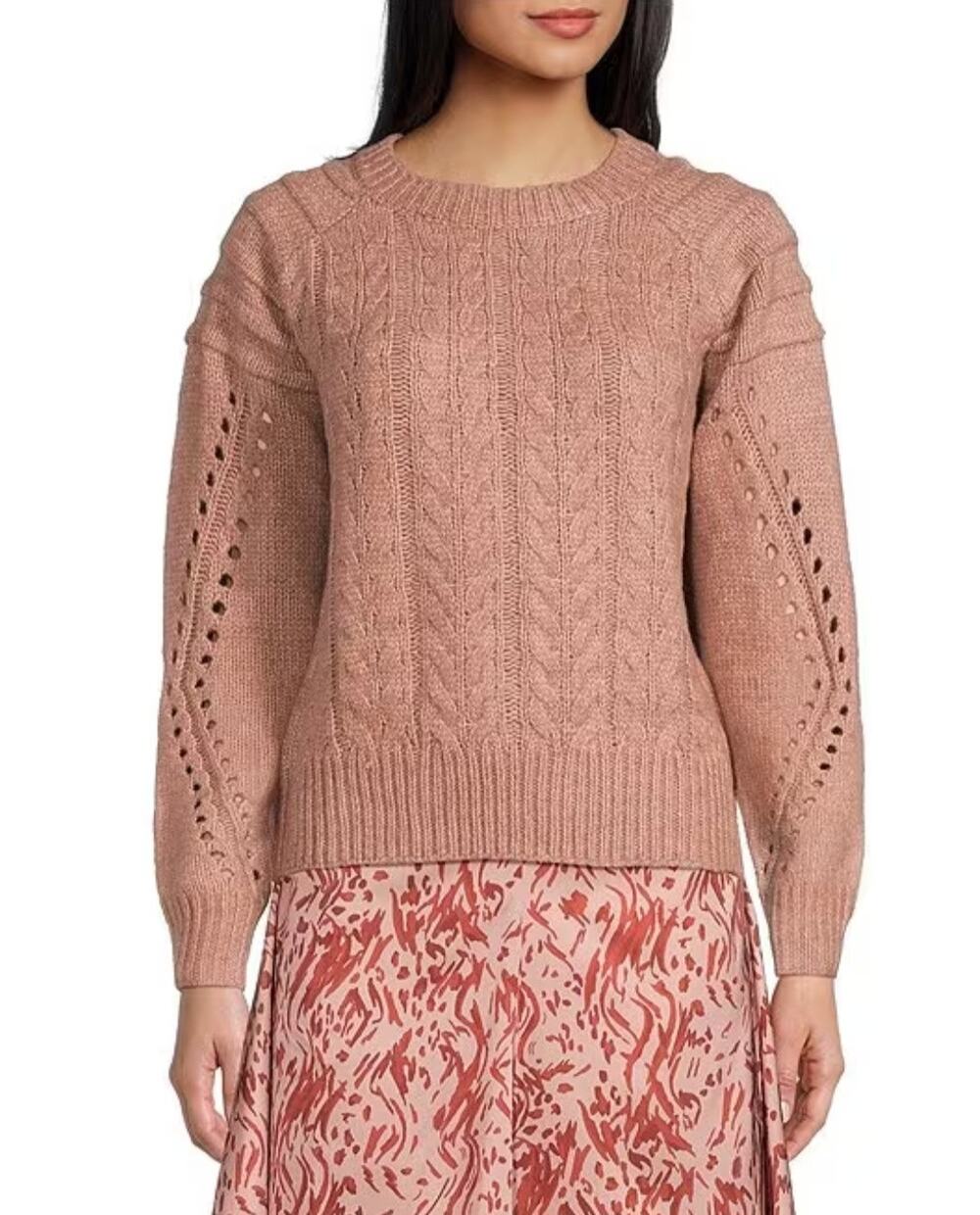 En Saison Gemma Cable Knit Crew Neck Long Sleeve Sweater Size Small NWT